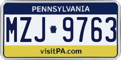 PA license plate MZJ9763