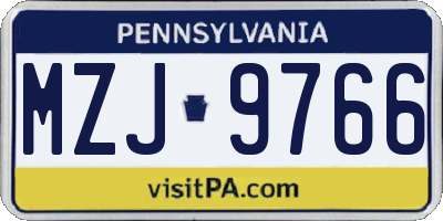 PA license plate MZJ9766