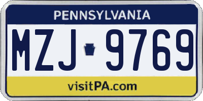 PA license plate MZJ9769