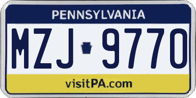 PA license plate MZJ9770
