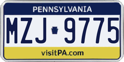 PA license plate MZJ9775