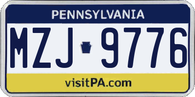 PA license plate MZJ9776