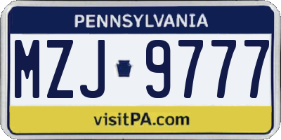 PA license plate MZJ9777