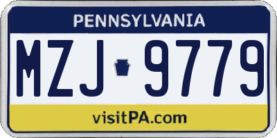 PA license plate MZJ9779