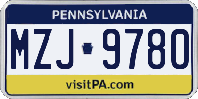 PA license plate MZJ9780