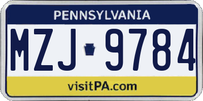 PA license plate MZJ9784