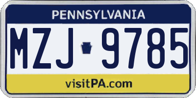 PA license plate MZJ9785