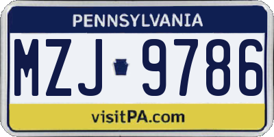 PA license plate MZJ9786