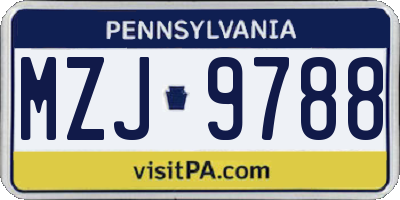 PA license plate MZJ9788