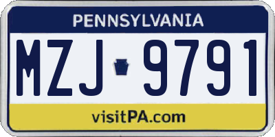 PA license plate MZJ9791
