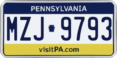PA license plate MZJ9793