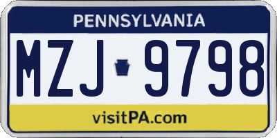 PA license plate MZJ9798