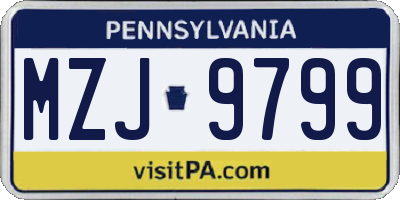 PA license plate MZJ9799