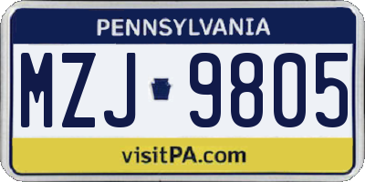 PA license plate MZJ9805