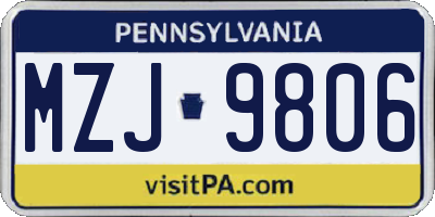 PA license plate MZJ9806