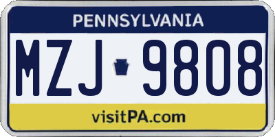 PA license plate MZJ9808