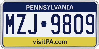 PA license plate MZJ9809