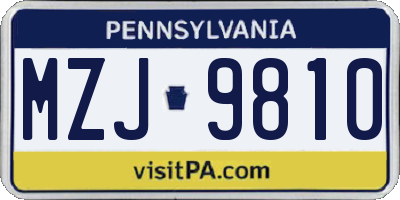 PA license plate MZJ9810