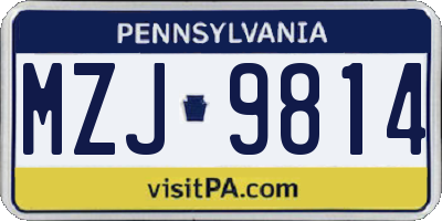 PA license plate MZJ9814