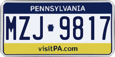 PA license plate MZJ9817