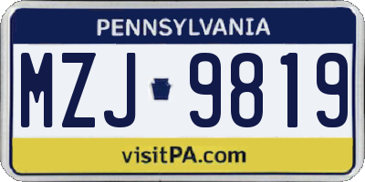 PA license plate MZJ9819