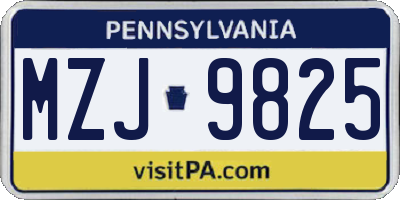 PA license plate MZJ9825