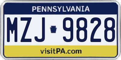 PA license plate MZJ9828