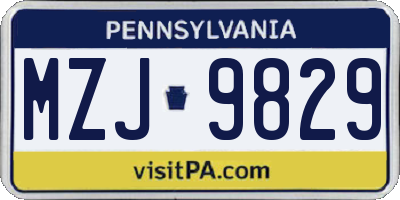 PA license plate MZJ9829