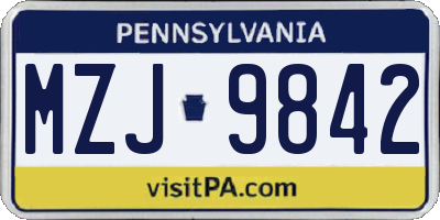 PA license plate MZJ9842