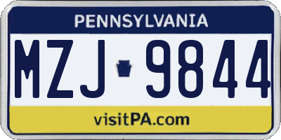 PA license plate MZJ9844