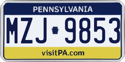 PA license plate MZJ9853