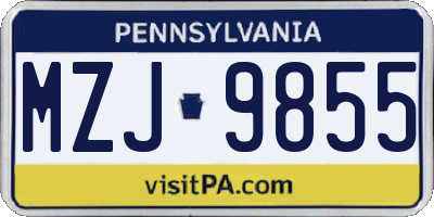 PA license plate MZJ9855