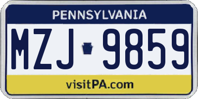 PA license plate MZJ9859