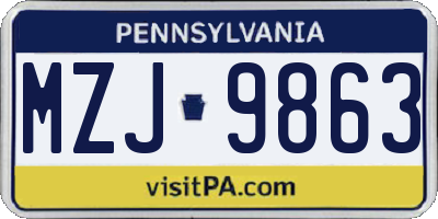 PA license plate MZJ9863