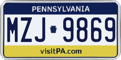 PA license plate MZJ9869