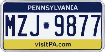 PA license plate MZJ9877