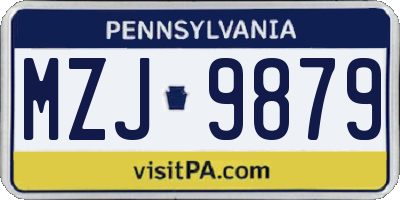 PA license plate MZJ9879