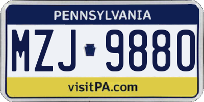PA license plate MZJ9880