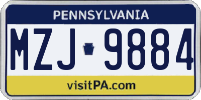 PA license plate MZJ9884