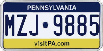 PA license plate MZJ9885