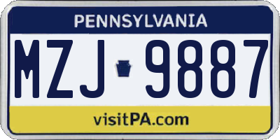 PA license plate MZJ9887