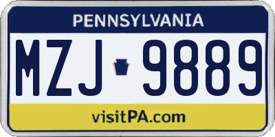 PA license plate MZJ9889