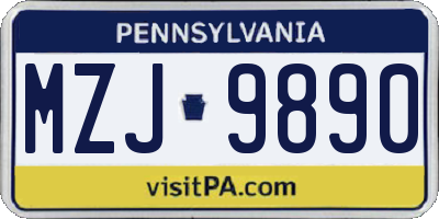 PA license plate MZJ9890