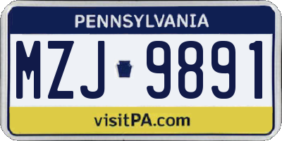 PA license plate MZJ9891