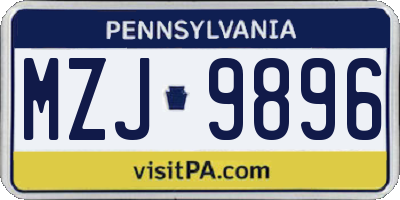 PA license plate MZJ9896
