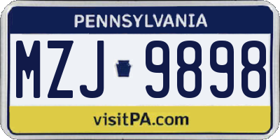 PA license plate MZJ9898