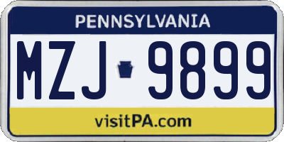 PA license plate MZJ9899