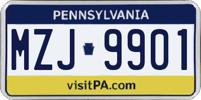 PA license plate MZJ9901