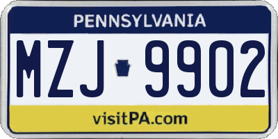 PA license plate MZJ9902