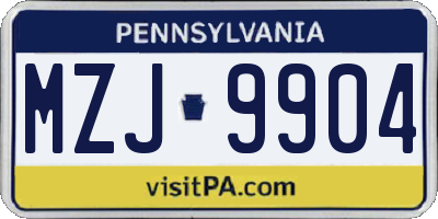PA license plate MZJ9904